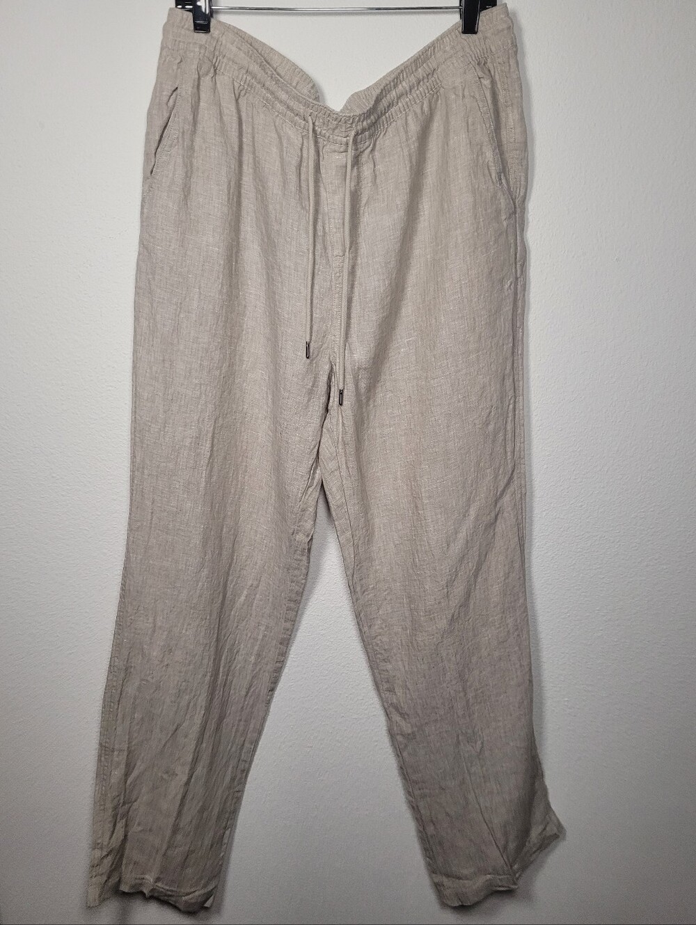 Quince Mens 100% European Linen Drawstring Beach Pants Flax Beige XL Vaca Resort